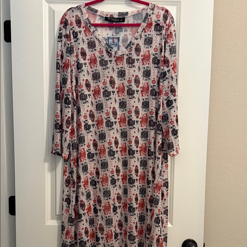 Lucky & Blessed Red and Black Card Print Dress